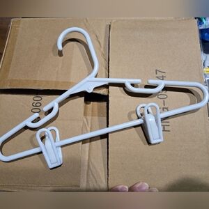 White Plastic Hanger with Clips Pack of 10